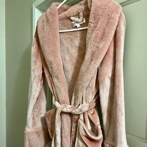 Deluxe Dreams Plush Dusty Rose Pink Long Bathrobe